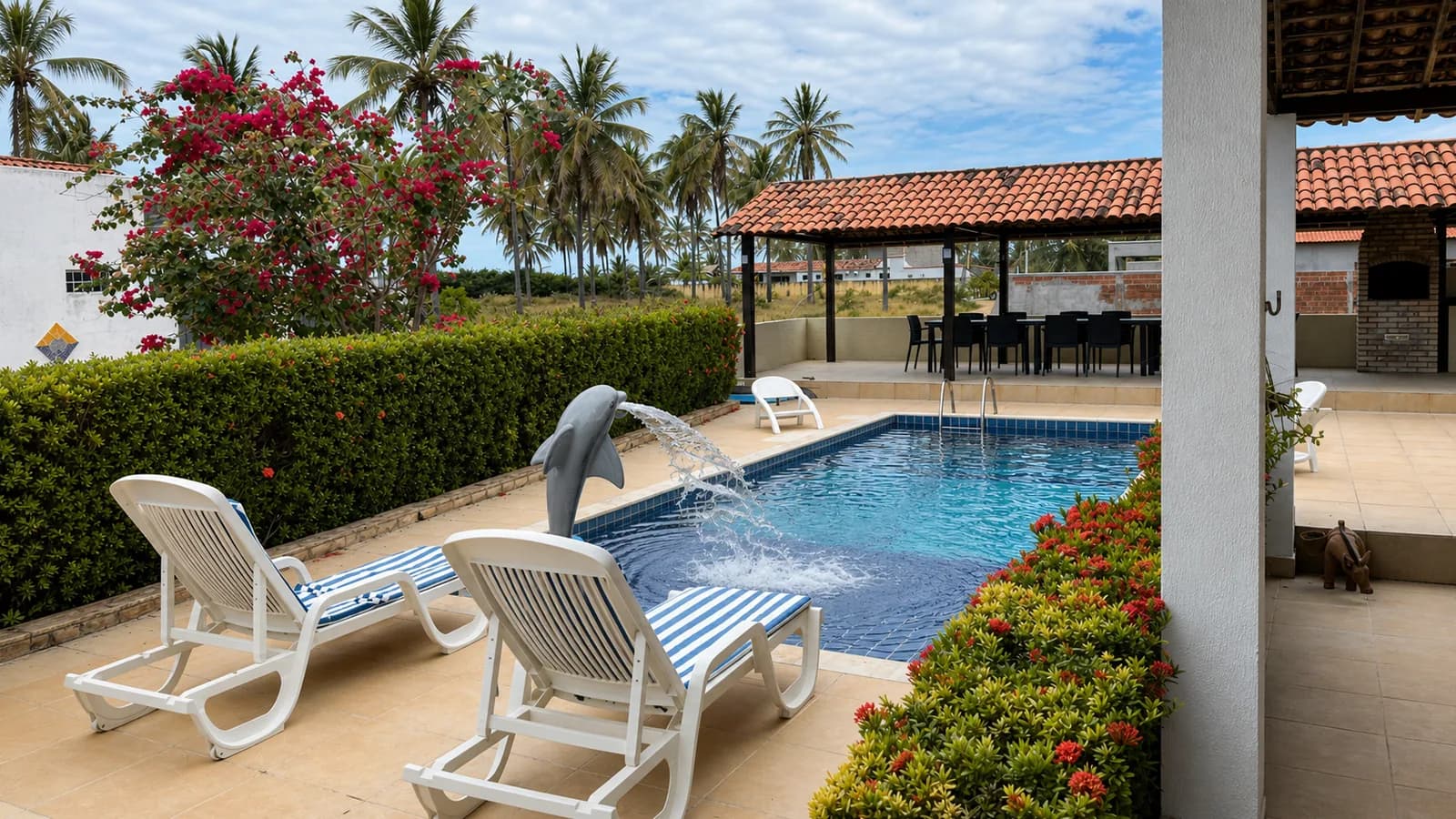Piscina e jardim da propriedade