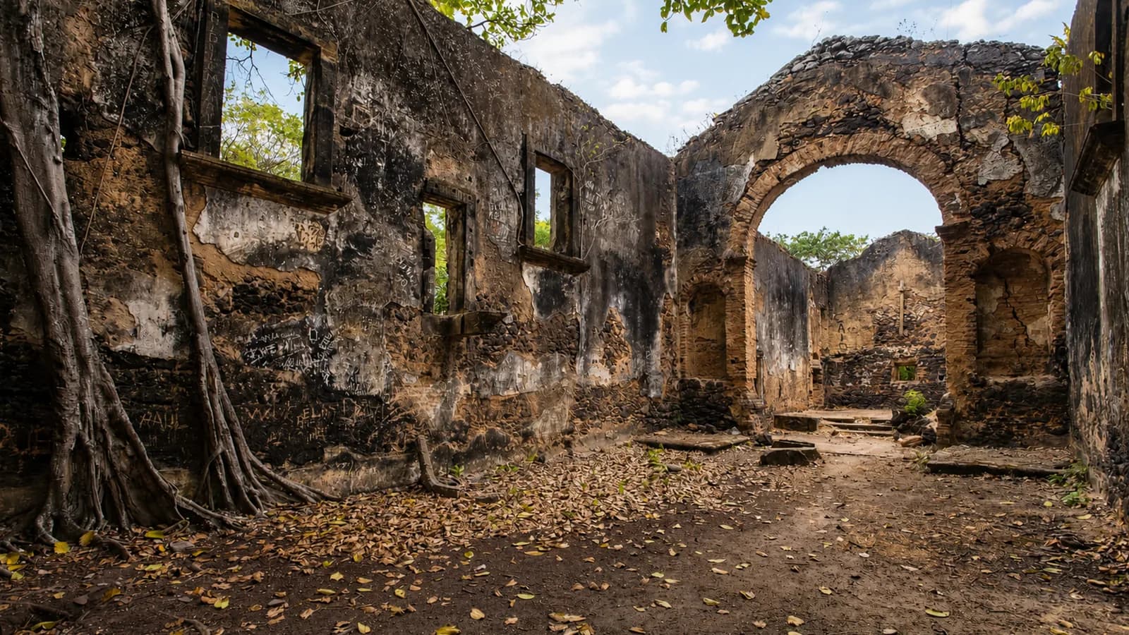 Arcos no interior das Ruínas de Bom Sucesso